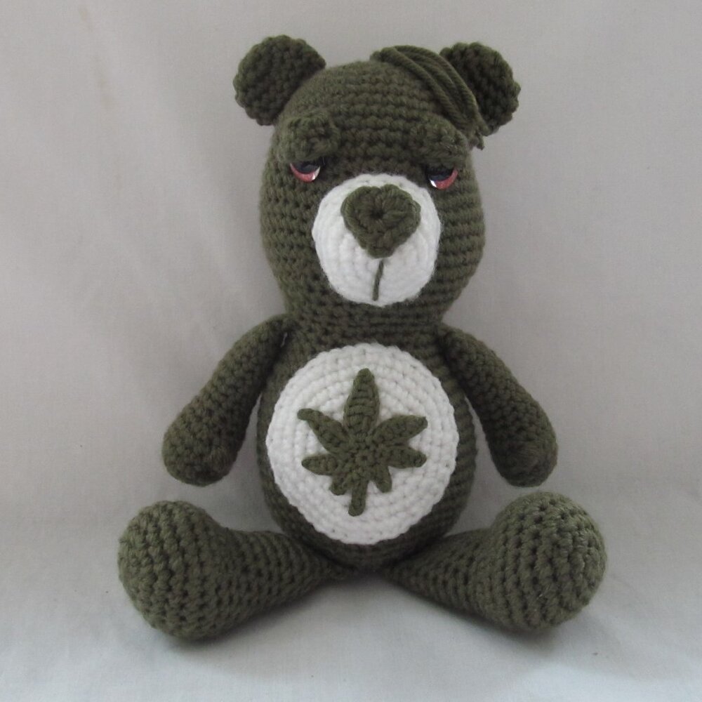 Crocheted I Don't Care Stoner Bear